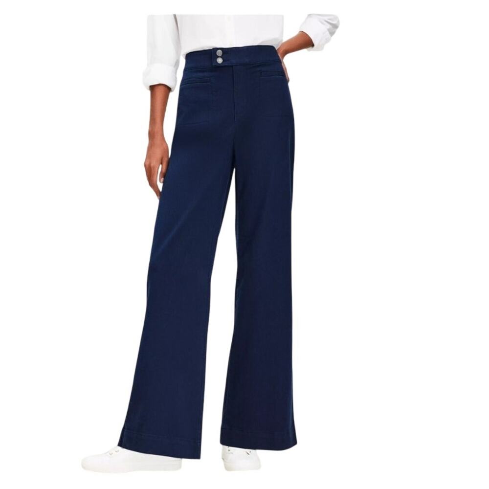 LOFT The Palmer Wide Leg Pants in Deep Space Blue Sz 0 NWOT